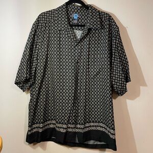Crazy Horse Camp Shirt men's XL Liz Claiborne Button Up Black Cream design Rayon